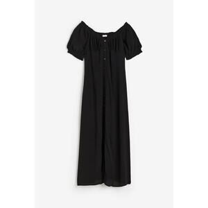 H&M Off-The-Shoulder Crepe Black Dress Women Size XL